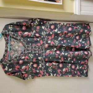 Boden Women's Short Sleeve Tunic Green Pink and White Floral Size 16